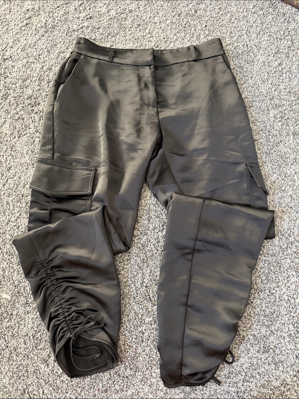 Parker Black Cargo Satin Pants